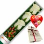 CAJA CON 3 ROSAS BLANCAS + CHOCOLATE Y GLOBO DÍA DE LA MADRE