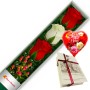 CAJA CON 3 ROSAS ROJAS Y BLANCAS + CHOCOLATE Y GLOBO DÍA DE LA MADRE