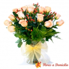 Florero de 24 Rosas Damasco