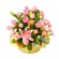 Canastillo grande con 24 rosas y 10 Limiums color Rosado