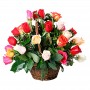 Cesta Mediana de 24 Rosas Multicolor