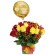 Florero de 24 rosas rojas y Amarillas + Globo feliz Aniversario