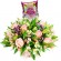 Cesta de Flores con Rosas rosadas Liliums y Astromelias más Globo es una Niña