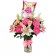 Florero Rosas Liliums y Gerberas Rosadas + Globo para Nacimiento NIña