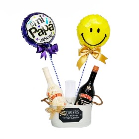 Cubeta Metálica de Baileys Tres Leches y Espresso Creme y 2 Globos Día del Padre