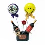 Cubeta Metálica con 1 Vino Casillero del Diablo mas 1 Baileys Espresso 1 Rosa y 2 Globos