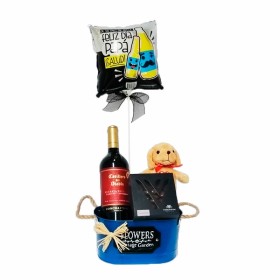 Cubeta con 1 Vino Casillero del Diablo 1 Gragea Amande Lait 1 Globo día del Padre más un Peluche Pequeño
