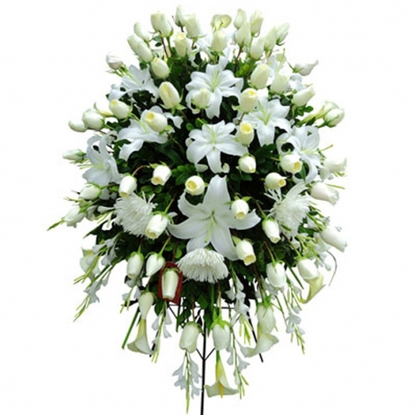 Flores Condolencias Grande Rosas Blancas