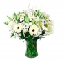Florero de Flores Gerberas y Lilums Blancos para condolencias