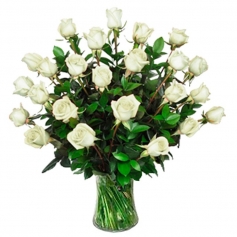Florero 30 Rosas Blancas para Condolencias