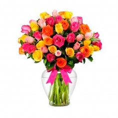 Florero con 30 Rosas Multicolor