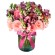 Florero Rústico con Flores de Perrito mix Rosadas 6 Rosas Rosadas Astromelias Rosadas Limonios y Flores Silvestres