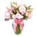Florero con 10 Rosas y Flores en Tonos Rosados + Liliums y Mini Rosas