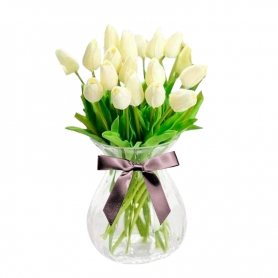 Florero Con 20 Tulipanes Blancos