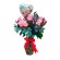 Florero Aniversario 12 Rosas Rosadas Más Eucalipto Hipericos Rojos + globo