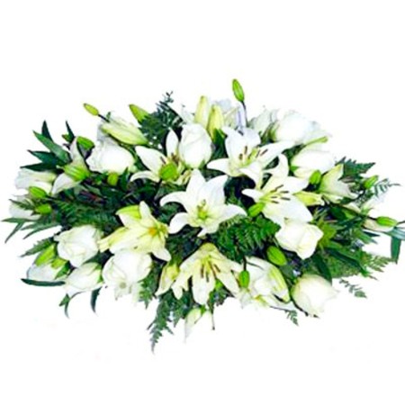 Flores Condolencia Cojin Rosas y Lilium