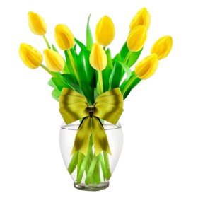 Florero de 10 Tulipanes Amarillos Florero de 10 Tulipanes Amarillos