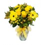 Florero de 12 rosas Amarillas mas Gerberas Hipericos y Astromelias