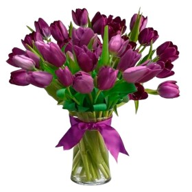 Florero Con 40 Tulipanes Morados Florero Con 40 Tulipanes Morados