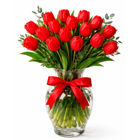 Florero de 20 Tulipanes Rojos