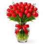 Florero Con 30 Tulipanes Color Rojos
