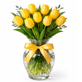 Florero de 10 Tulipanes Amarillos
