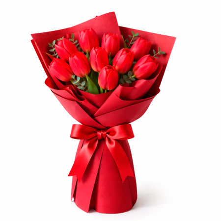 Ramo de 10 Tulipanes Rojos