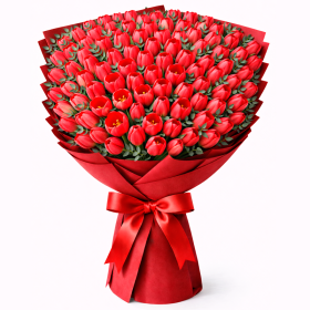 Ramo de 90 Tulipanes Rojos