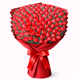 Ramo de 100 Tulipanes Rojos