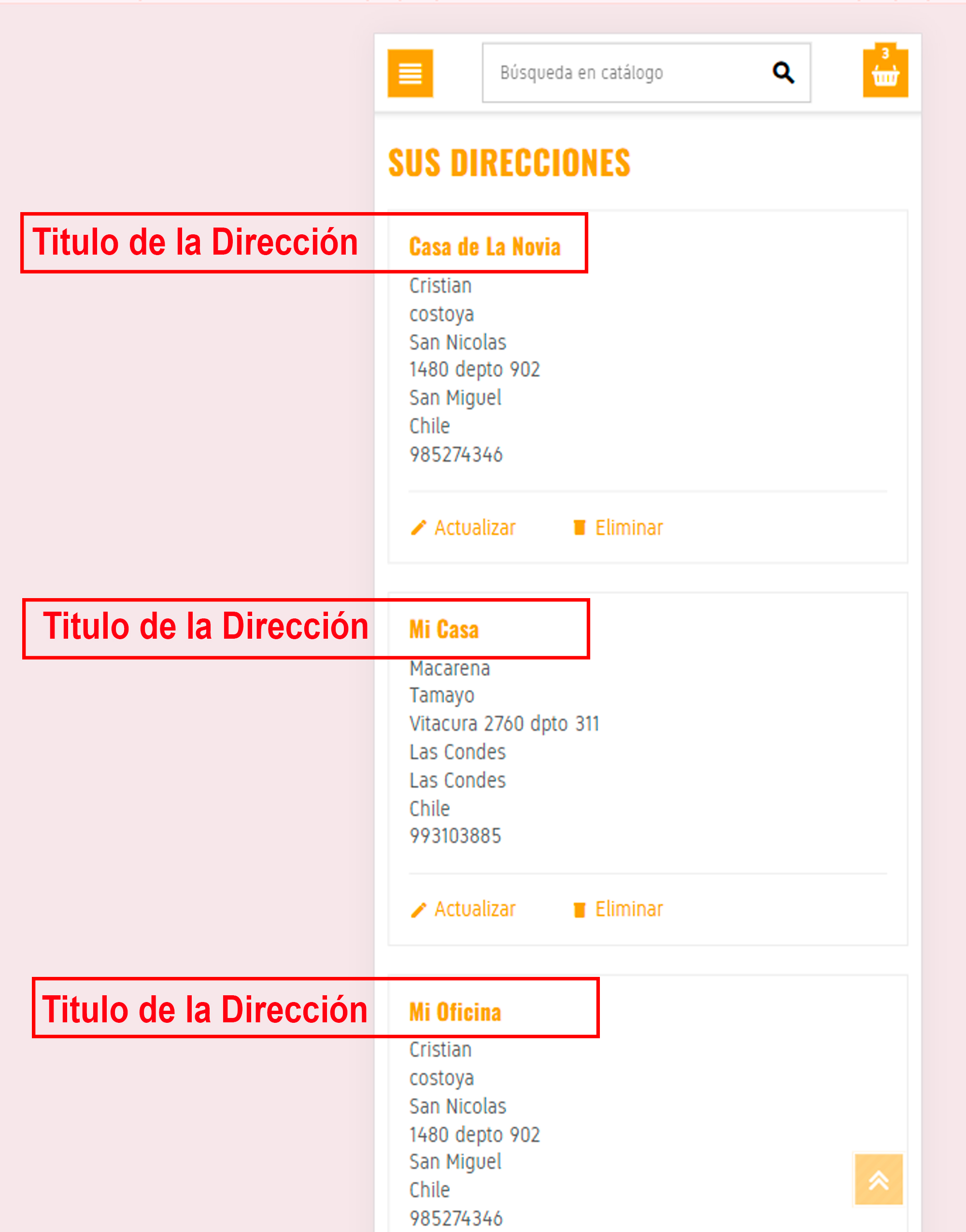 título de la dirección